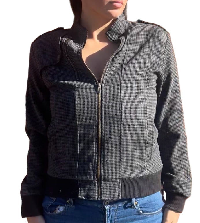 Y2K grey houndstooth jacket